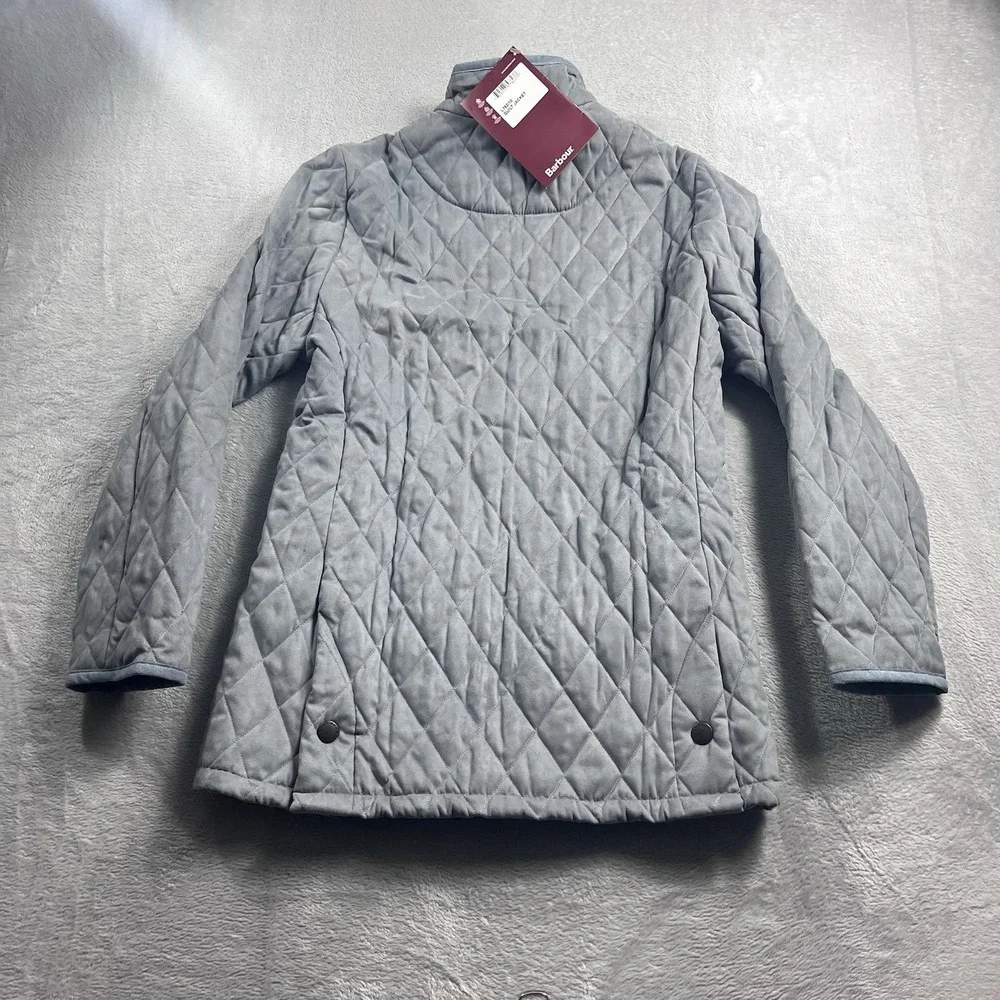 Barbour Malvern Saddlery LTD Quilted Jacket Womens Size 6 Light Blue NWT - Picture 9 of 9